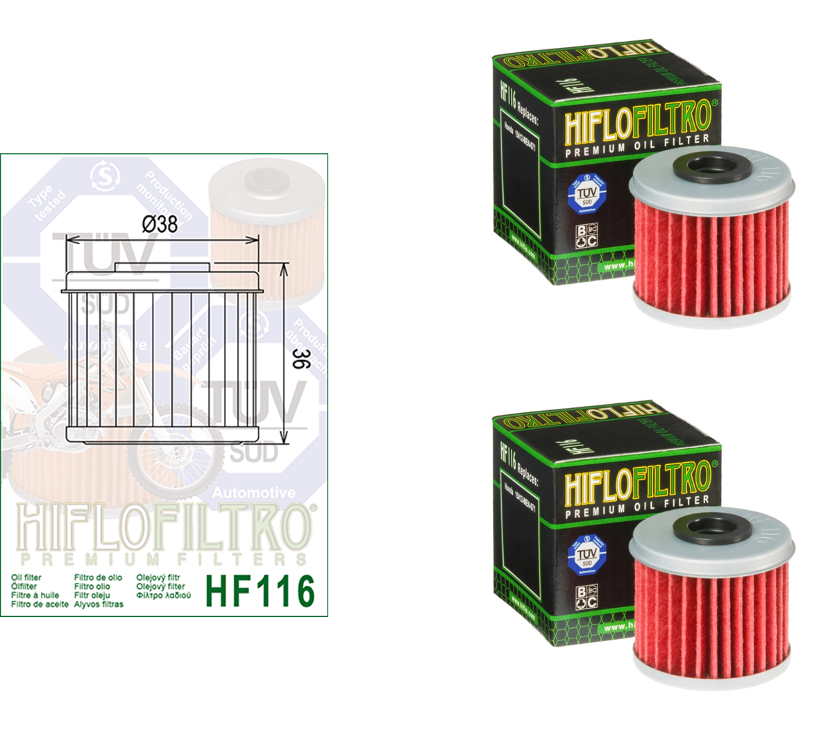 thumbnail image 2 of Hiflo HF154 Oil Filter – Fits Husqvarna CR 125, SM 610 S, WR 125 2 of 6