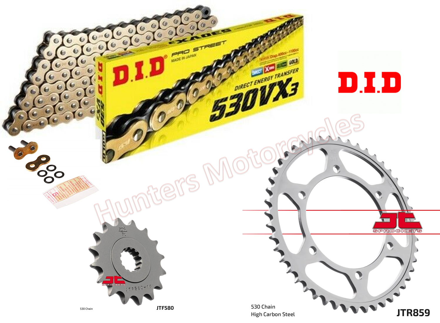 Honda CBR600 F4i DID Gold XRing 520 Chain and JT Sprockets Kit 2002 to